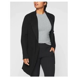 Athleta | Merino Wool Thermolite Sentinel Zip Front Sweater Coat Black | XS